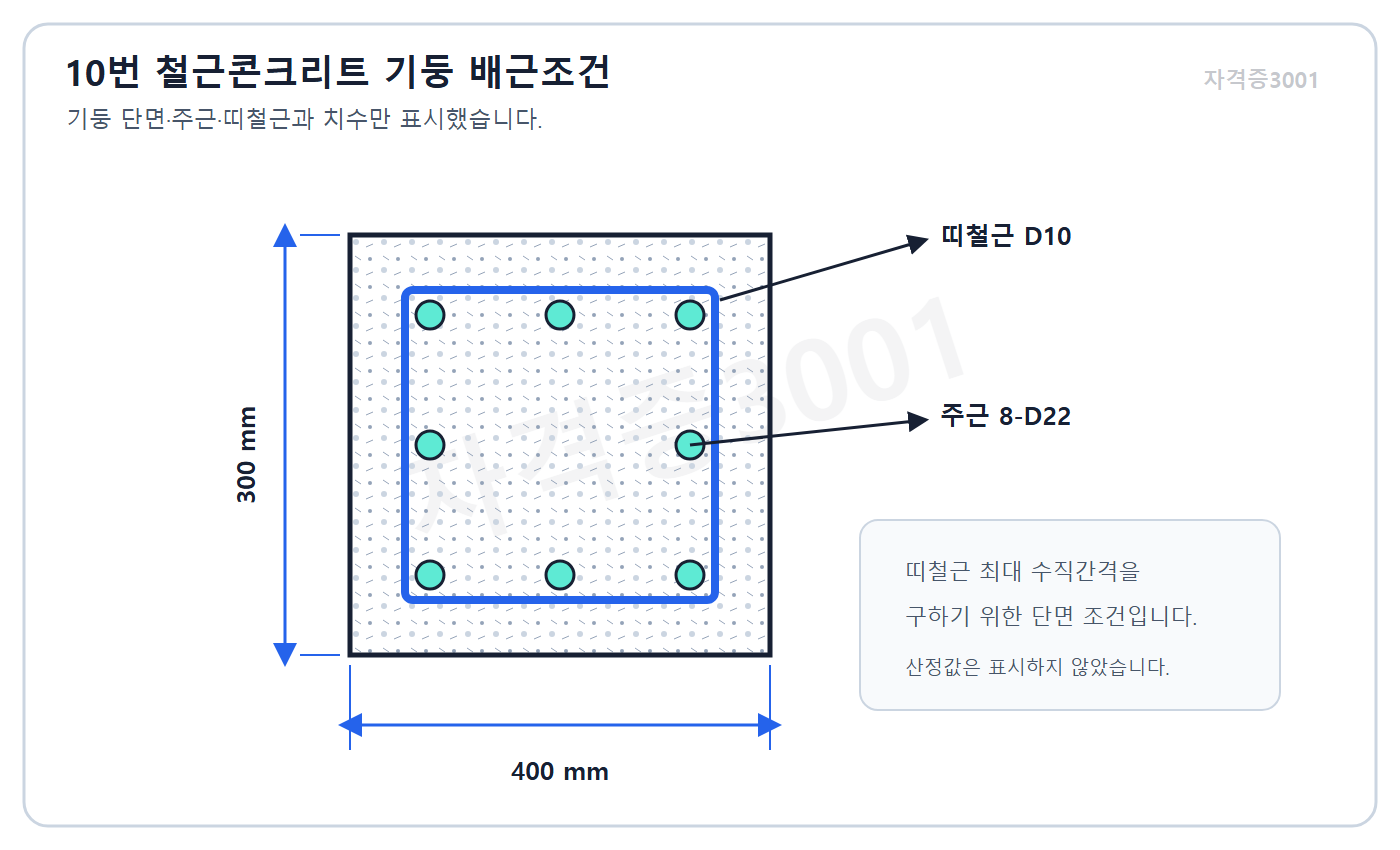건축기사 실기 기출문제 자격증3001 워터마크 적용 RC column reinforcement input conditions