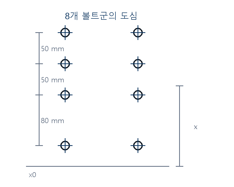 건축기사 기출문제 2020년 3회 볼트군 배치 자체 제작 도식