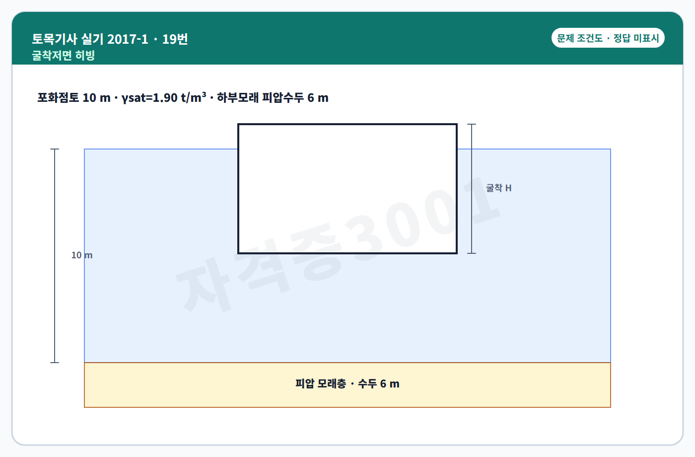 토목기사 실기 기출문제 점토 굴착저면 히빙 조건도 정답 미표시