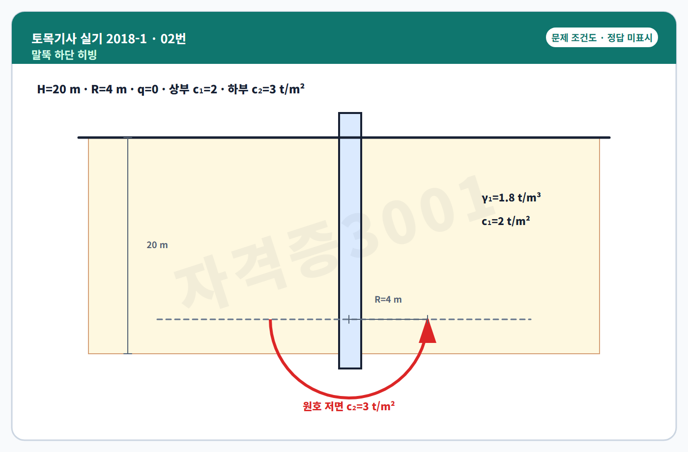 토목기사 실기 기출문제 말뚝 하단 히빙 활동면 조건도 정답 미표시